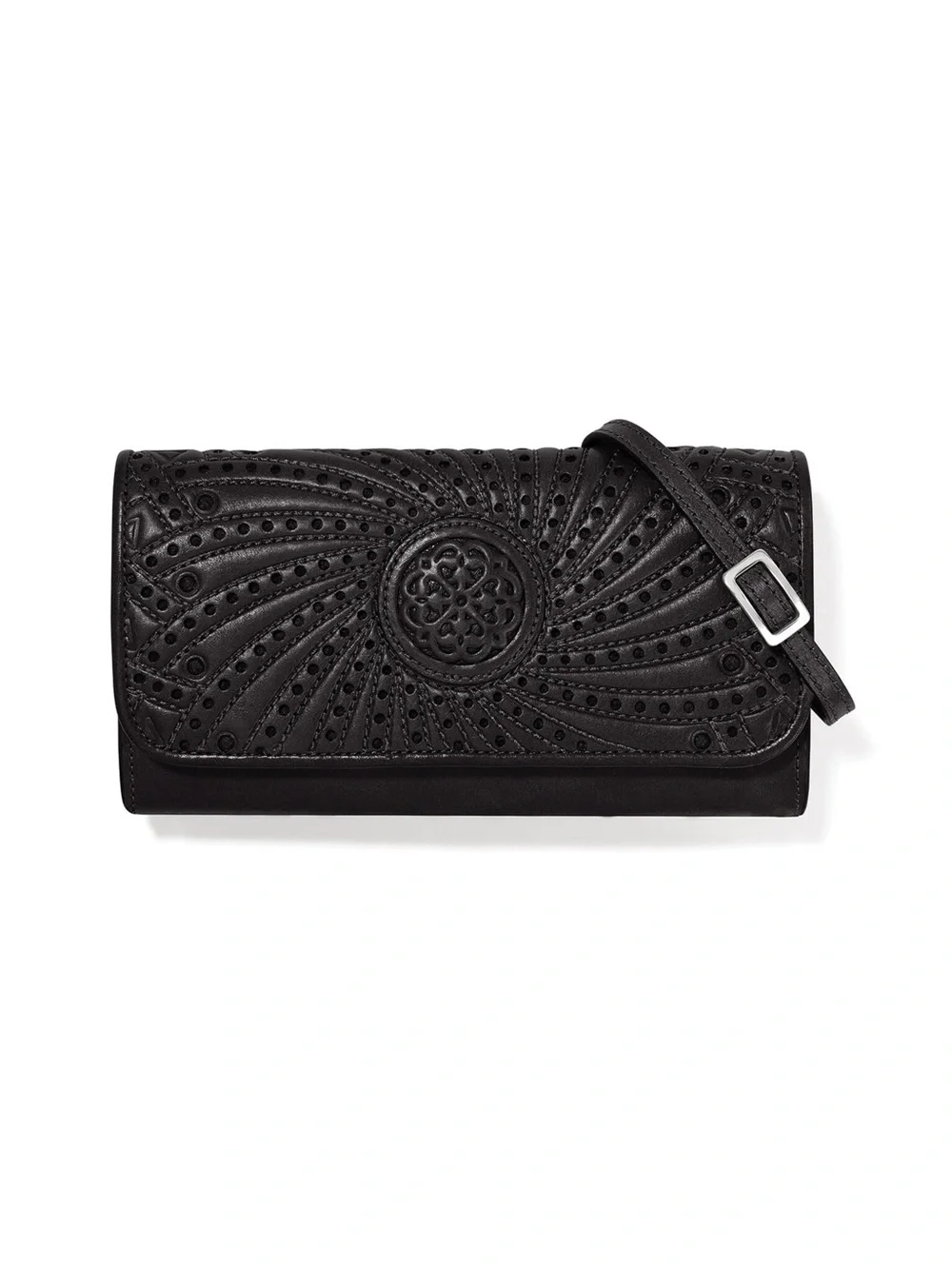 Brighton Ferrara La Bellezza Black Leather Crossbody Clutch